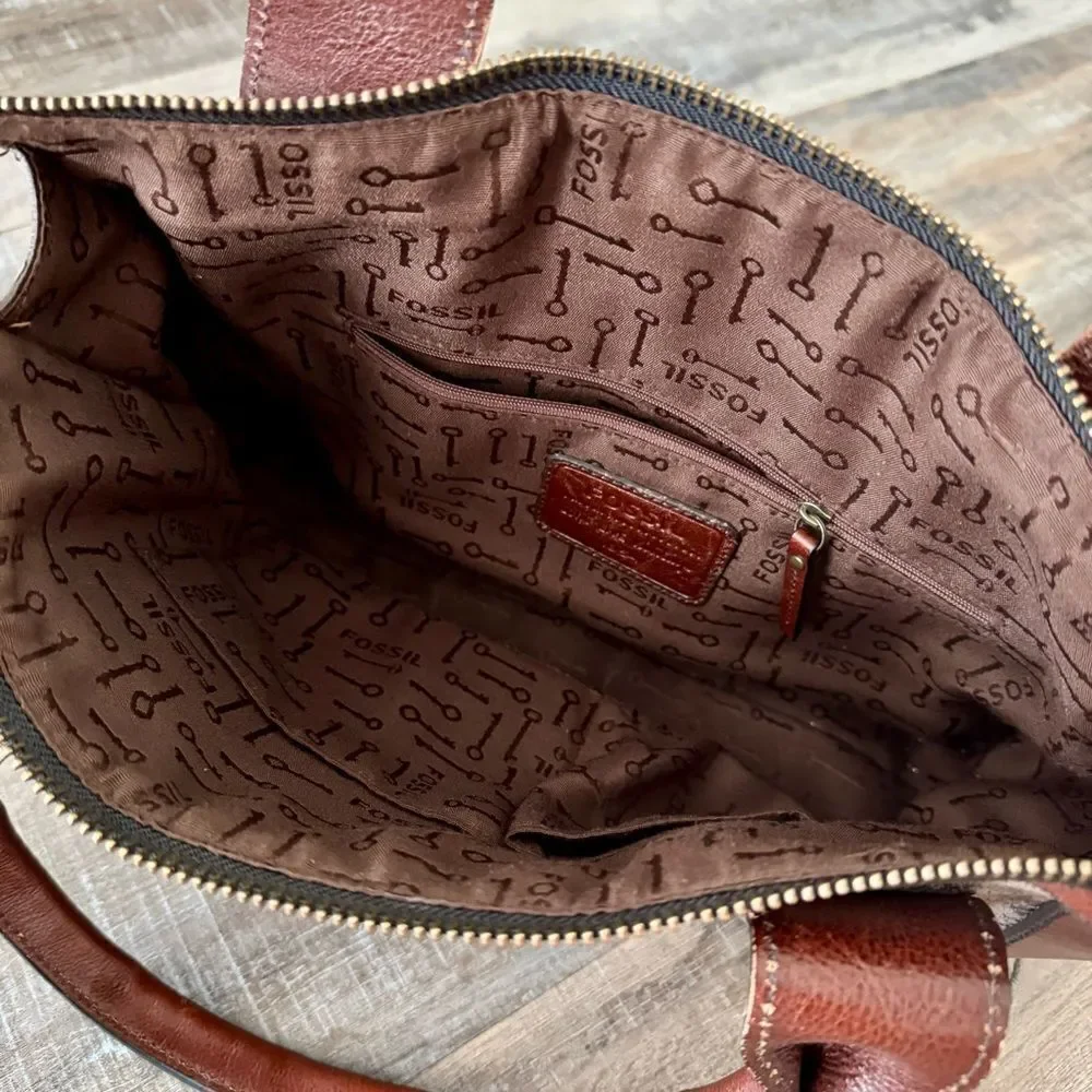 Fossil Brown and Silver Satchel